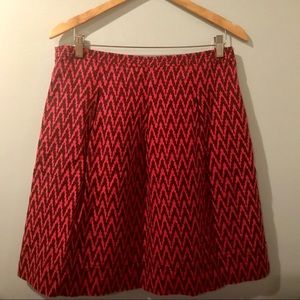 Ann Taylor Loft Red & Pink Ikat A-Line Skirt; Sz:8